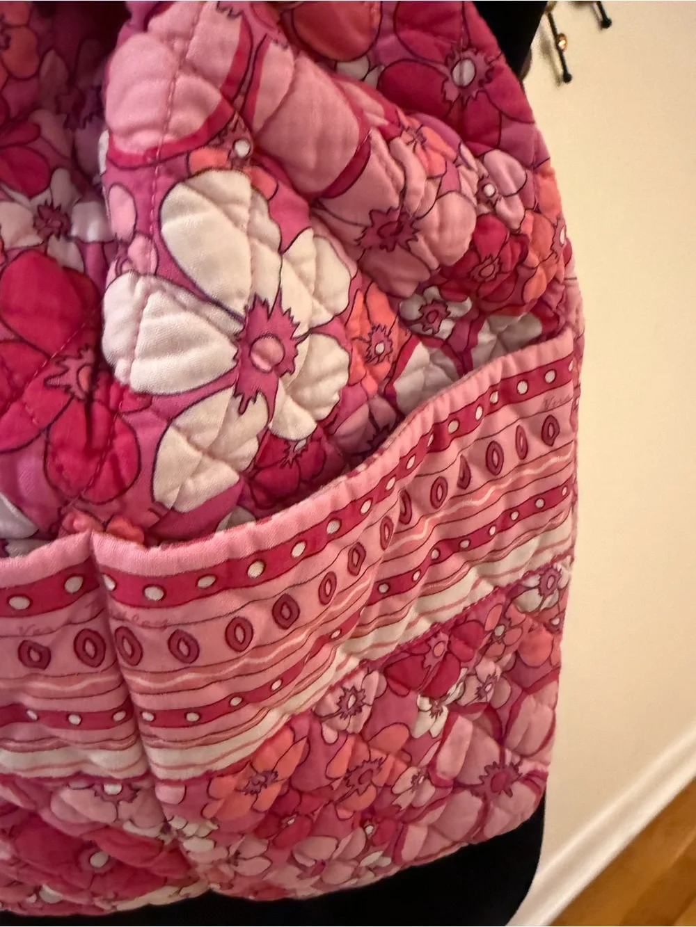 Quilted Pink Floral Drawstring Backpack Vera Bradley
